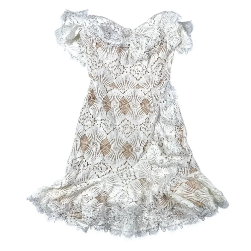 NWT Selfie Leslie September Lace Mini Dress White SZ XS Bridal Shower Dress - Picture 2 of 11